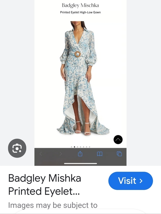 Badgley Mischka Dresses & Skirts - Badgley Mischka Blue&White Floral Eyelet Hi Low Maxi Dress . Sz6 LNWOT